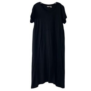 Logo Lori Goldstein Fairfax Midi Dress Women's M Black Pockets Stretch EUC